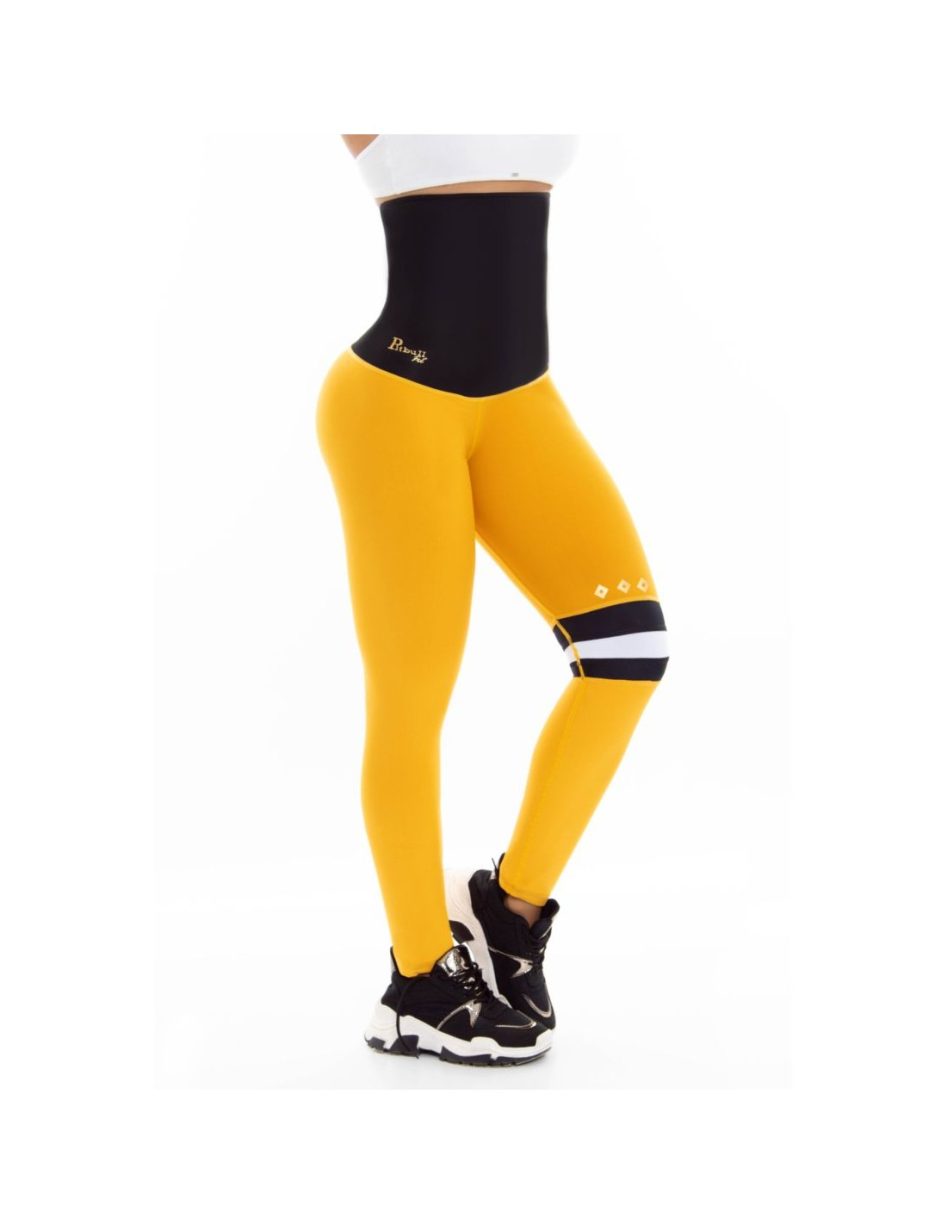 Leggin Deportivo Neopreno con Malla amarillo