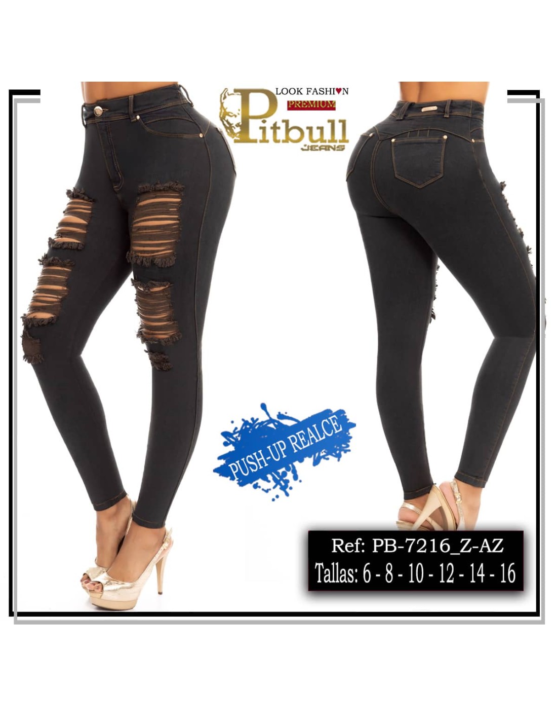 Pantalón Vaquero Tiro Alto Negro - Imagen 3