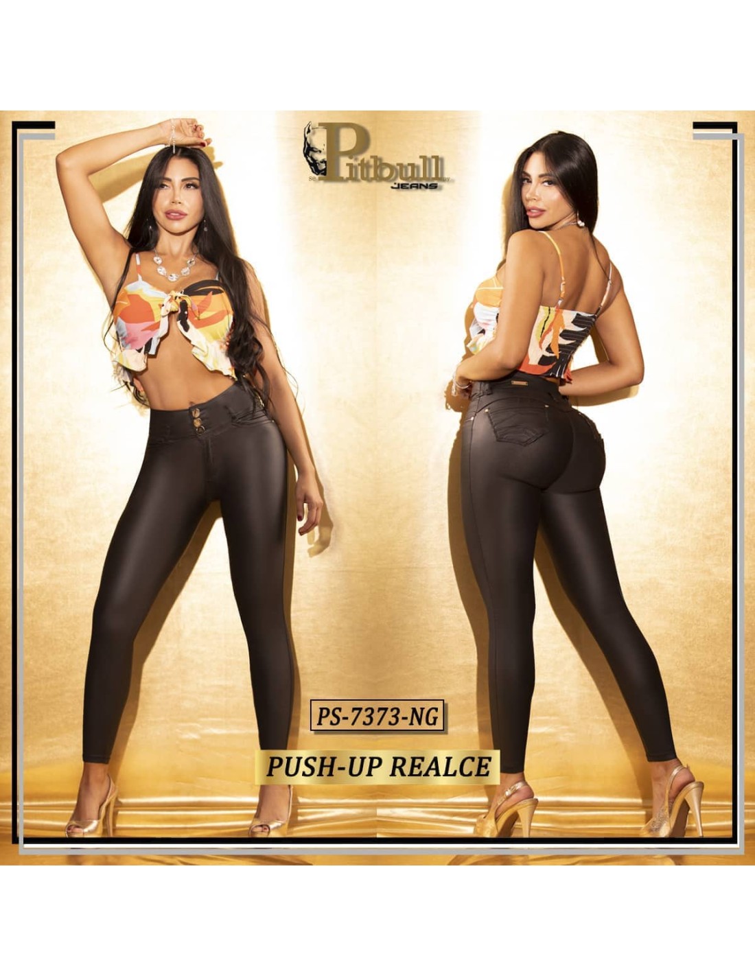 Pantalón Vaquero Efecto cuero negro - Imagen 4