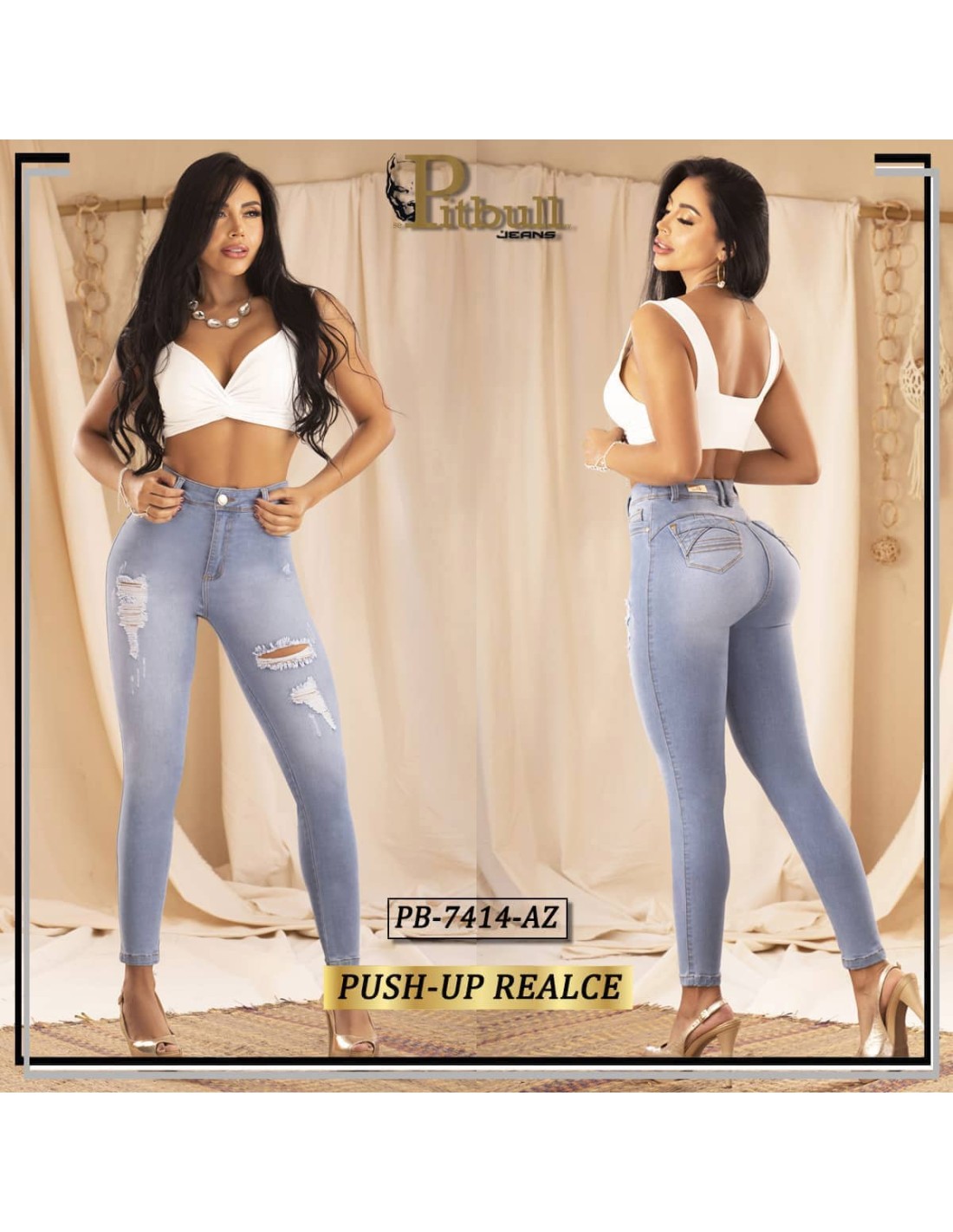 Pantalón Vaquero Tiro Alto azul - Imagen 4