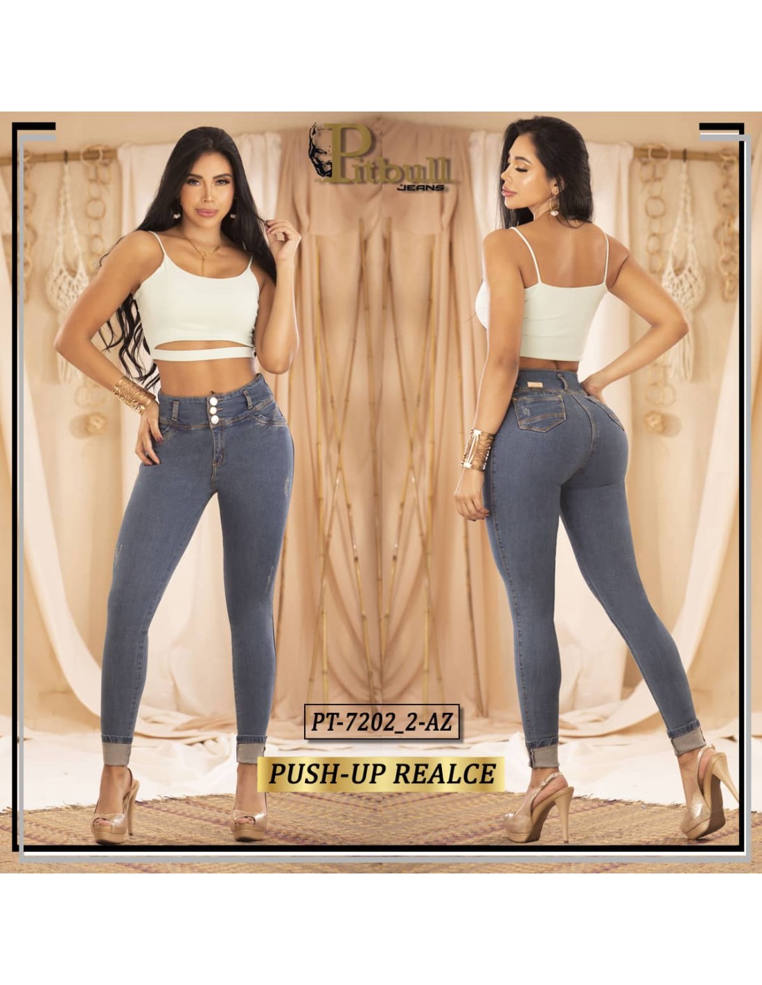 Pantalón Vaquero Tiro Alto azul - Imagen 4